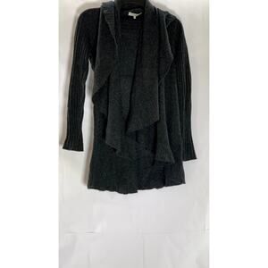 QI NEWYORK Women's Petite Dark Gray Drapey Open-Front Cashmere Cardigan SZ P/L